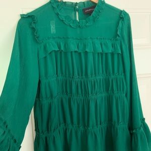 Emerald Green Bell Sleeve Blouse